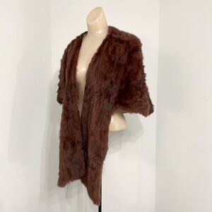 Vintage Genuine Mink Stole Wrap Shawl Scarf | Reddish Brown soft genuine fur